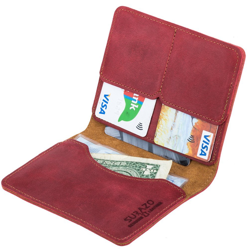 Slim Bifold Wallet - Nubuck Red