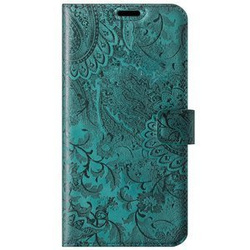 Skórzane etui na telefon RFID Wallet case - Ornament Turkusowy - TPU Transparentne